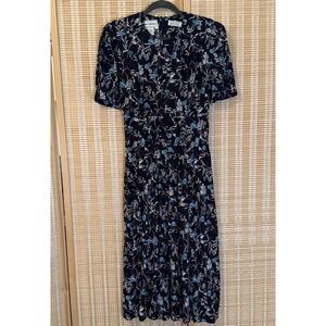 Karin Stevens Womens 10 Dress Midi Fit Flair Floral Fairycore Office Grannycore